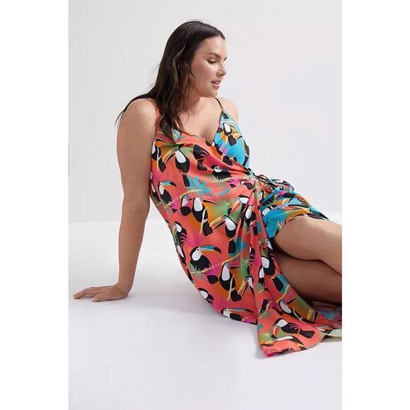 160 Anthropologie x Farm Rio Toucan Wrap Maxi Dress (XL, EUC) $228 Retail - Picture 4 of 9